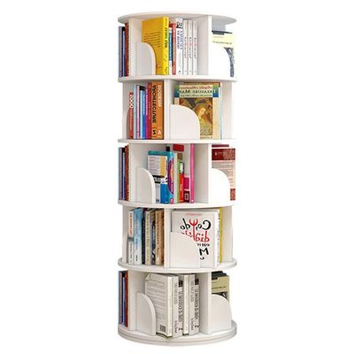 2/3/4/5/6 Tier Revolving Bookshelf Revolving Bookcase 360 Display Rack White Bookshelf Rotating Round Bookcase Wooden for Living Room Bedroom(Size:40 * 40 * 160cm)