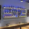 SUZEPER Wall LED Mounted Wine Rack,Metal Bar Unit Floating Shelves Bottle Holder,Hanging Wine Glass Rack,Wall Bar Shelf,Multi-Functional Wine Storage Display Rack for Home Bars Dining Room Kitchen view 1