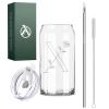 Alterf Initia Crystal Glass Cup Gifts for Women, 18 Oz Glass Tumbler With Lid and Straw, Handcrafted Monogrammed Iced Coffee Cup, Personalized Birthday Gifts Can Glass Cup -Letter 'X' view 1