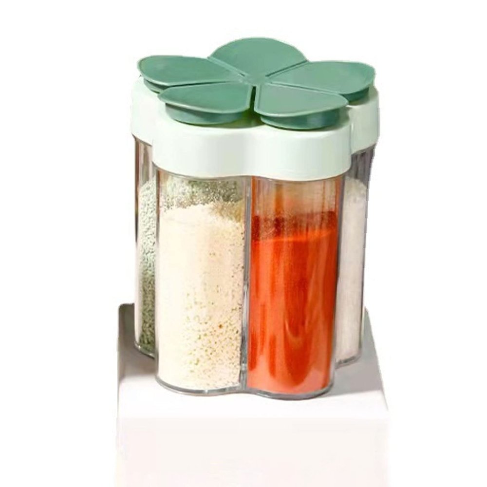 NAZHPO 5 In 1 Travel Spice Containers, Shaker Jars, Clear Plastic Container Jars With Labels, Airtight Cap, Pour/Sift Shaker Green