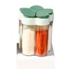 NAZHPO 5 In 1 Travel Spice Containers, Shaker Jars, Clear Plastic Container Jars With Labels, Airtight Cap, Pour/Sift Shaker Green view 1