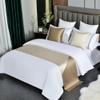 TMLMEnjoy Bed Runners,Modern Minimalist Splicing Bed Runner, Bed Runner for Foot of Bed, Bedding Scarf Protection for Hotel Guesthouse, 2PLcases(50*50cm), Coffee view 2
