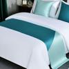 TMLMEnjoy Bed Runners,Modern Minimalist Splicing Bed Runner, Bed Runner for Foot of Bed, Bedding Scarf Protection for Hotel Guesthouse, Light Blue view 2