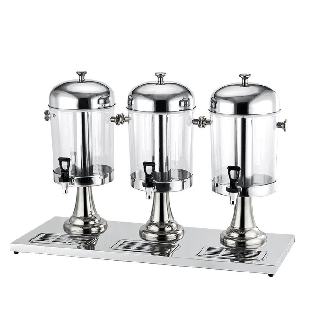 Drinks Dispenser,Clear Glass Drinks Dispenser,Cold Beverage Dispenser with Centre Ice Core and Drip Trays,Stainless Steel Drink Dispensers with Stand and Spigot,for Parties Beer Juice Cold Beverages