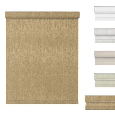 SEEUNANA Cordless Blackout Roller Shades for Windows,Free-Stop Striped Jacquard Windows Blinds with Cassette Valance,Thermal Insulated UV Protection Roller Blinds for Home Office. Brown. 76"W x 48"H