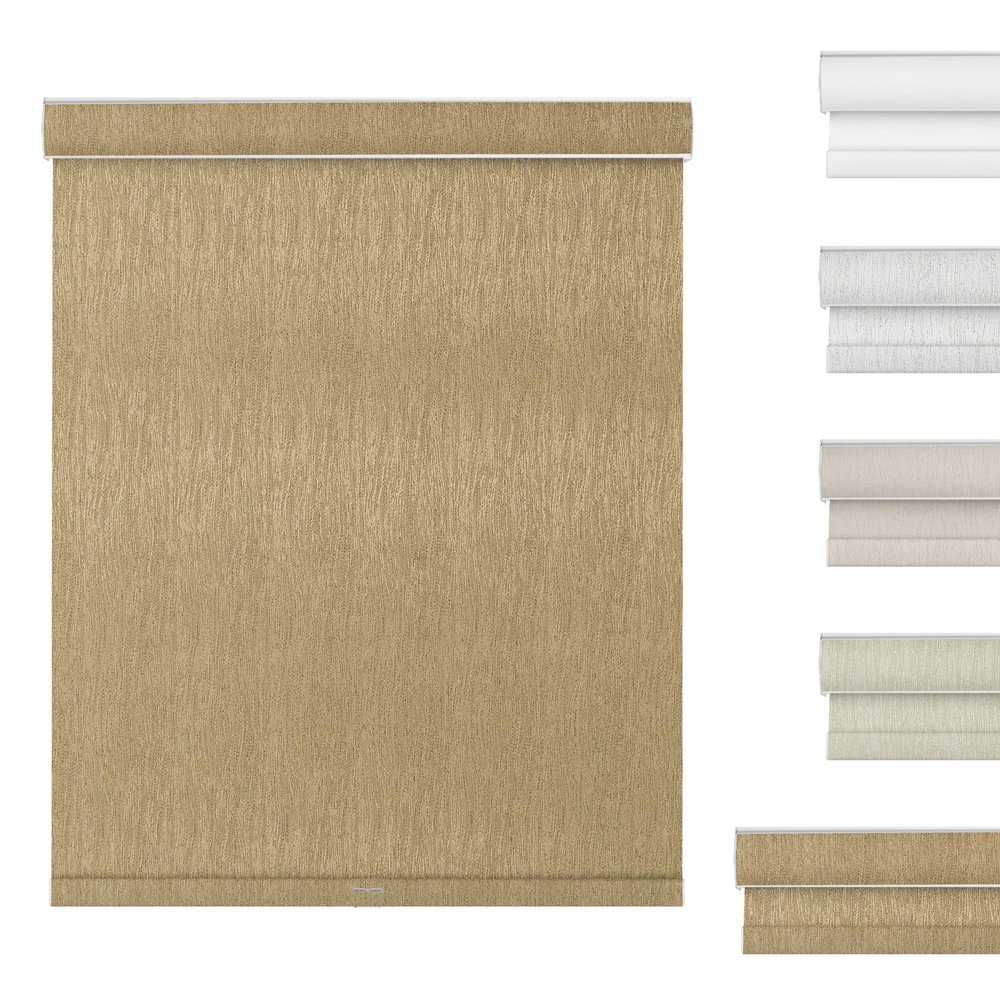 SEEUNANA Cordless Blackout Roller Shades for Windows,Free-Stop Striped Jacquard Windows Blinds with Cassette Valance,Thermal Insulated UV Protection Roller Blinds for Home Office. Brown. 76"W x 48"H