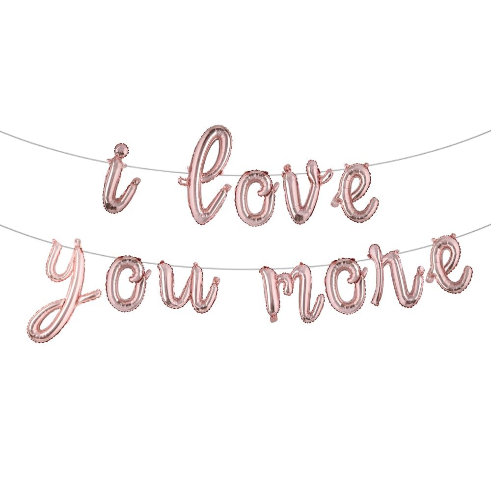 16 Inch I LOVE YOU MORE Alphabet Letters Foil Balloons Set for Valentines Day,Propose Marriage,Wedding Party,Anniversary Backdrop Party Supplies for her,girlfriend (L I LOVE YOU MORE Rose Gold)