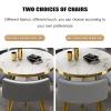 Dining Table and Chair Set,Round Kitchen Desk Set with Faux Marble TabletopUpholstered Chairs, Modern Reception Conference Table&Chair Combination for Living Room Dining Room(80cm/31.5inch, E) view 3