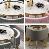 Dining Table and Chair Set,Round Kitchen Desk Set with Faux Marble TabletopUpholstered Chairs, Modern Reception Conference Table&Chair Combination for Living Room Dining Room(80cm/31.5inch, E) view 4