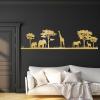 African Style Animal Nature Metal Wall Decor, African Savannah Elephant Horse Metal Wall Decor, Primitive Style Wall Decor, Natural Elements On Wall, Hanging Living Room Mural, Bathroom Mural (24" x6"|60x15cm, Glod) view 1