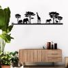 African Style Animal Nature Metal Wall Decor, African Savannah Elephant Horse Metal Wall Decor, Primitive Style Wall Decor, Natural Elements On Wall, Hanging Living Room Mural, Bathroom Mural (24" x6"|60x15cm, Glod) view 2