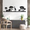 African Style Animal Nature Metal Wall Decor, African Savannah Elephant Horse Metal Wall Decor, Primitive Style Wall Decor, Natural Elements On Wall, Hanging Living Room Mural, Bathroom Mural (24" x6"|60x15cm, Glod) view 3