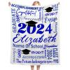 Custom Graduation Blankets with Name and School Name Blanket Personalized Class of 2024 Gift for Graduates Summer Travel Blankets (50x40 inch) view 1