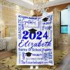 Custom Graduation Blankets with Name and School Name Blanket Personalized Class of 2024 Gift for Graduates Summer Travel Blankets (50x40 inch) view 2