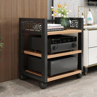 3-Tier CD Rack Audio Tower Movable AV Media Stand Corner TV Record Player Stand Stereo Component Cabinet with Height Adjustable Steel Shelf for Home/Office/Theater(Color:A)