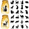 CREATCABIN 24Pcs Animals Silhouettes Mason Jar Decor PVC Laser Cut Pet Scrapbook Cardboard Solar Lantern Hanging Cutouts Ornaments for Lantern Frosted Glass Window Black 4x3.5Inch-No Sticker view 1