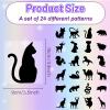CREATCABIN 24Pcs Animals Silhouettes Mason Jar Decor PVC Laser Cut Pet Scrapbook Cardboard Solar Lantern Hanging Cutouts Ornaments for Lantern Frosted Glass Window Black 4x3.5Inch-No Sticker view 2