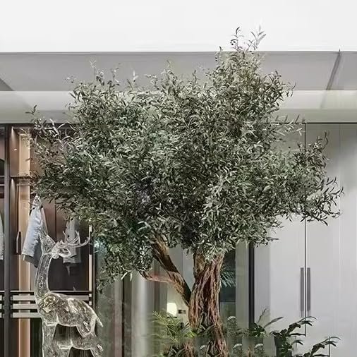 Artificial Trees for Modern Home Living Room Decor, Tall Fake Olive Tree Plants, Artificial Olive Tree, Fake Olive Silk Tree with Branches and Fruits(Size:1mx0.9m)