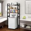 Over The Toilet Storage Shelf, 27" x 12" x 71" Freestanding Bathroom Organizer, 3-Tier Space Saving Above Toilet Rack for Restroom Balcony Laundry Room Black view 4