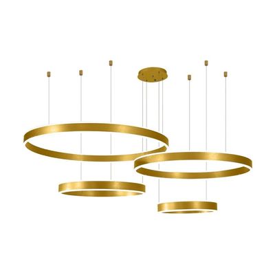 LED Chandelier Adjustable Brushed Gold 3 Rings Ceiling Light with Modern Design for Living Room Dining Room Bedroom Kitchen Foyer Office Hotel(40+60+80+100cm)