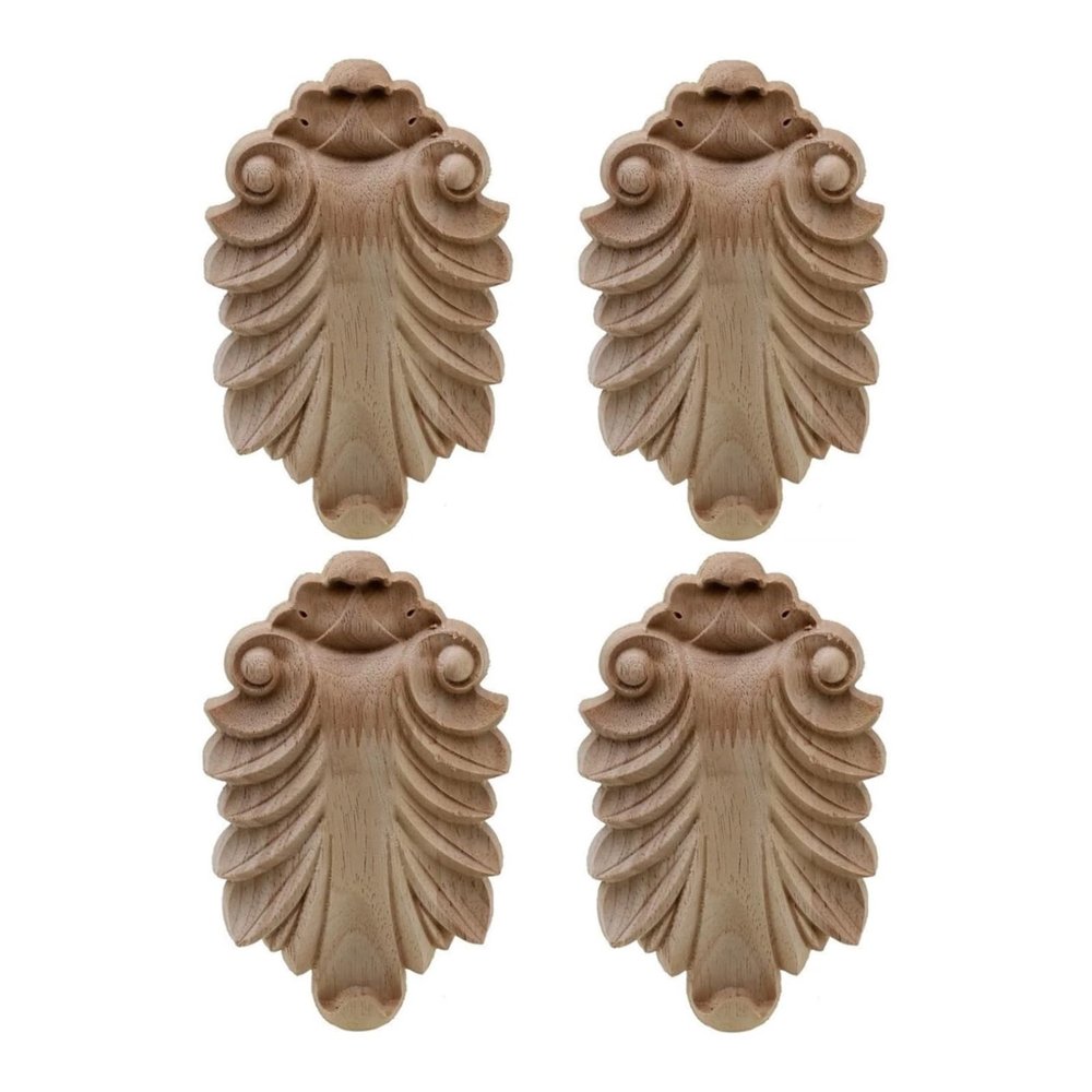 ZAANHA 4pcs Wood Unfinished Furniture Legs Unpainted Wood Carved Decoration for Sofa Couch Chair Ottoman Coffee Table Cabine Sofa Wardrobe Chair, 15x10cm/3.9x5.9inch, 202169