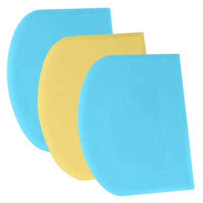 SURDOCA Dough Scraper - 3P 7.1x4.9" Plastic Flexible Bowl Scraper, Sharp Edge & Angles Cake Scraper. Non-Slip Bakeware Decorating Tools Sculpting & Modeling Tools - Blue+Yellow+Blue