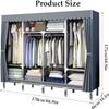 Rieort Wardrobe Closet Thick Metal Frame Clothes Closet Cloth Closets for Bedroom 86cm/ 110cm/ 130cm/ 170cm Portable Wardrobe view 2