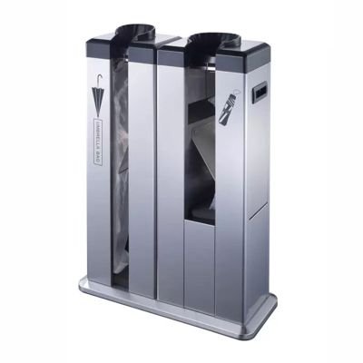 LKPMGOA Automatic Wet Umbrella Bag Wrapper Dispenser Holder Stand Rack, Umbrella Automatic Packing Machine, Stainless Steel, Easy to Use(Color:Silver)