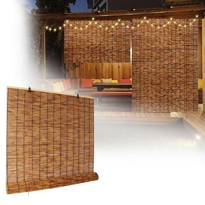 ADafeg Bamboo Roman Blinds for Indoor/Outdoor, Natural Roll Up Shades Blackout Roll-up Cordless Bamboo Windows Curtain Waterproof, 40" 44" 48" 52" 56" 60" 62" 64" 70" 72" Wide(30" x 72")