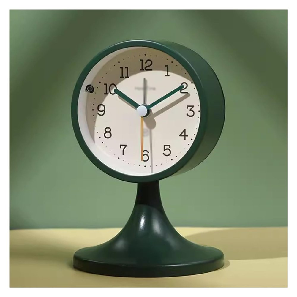 Alarm Clock Bedroom 5-Inches Alarm Clock, Silent Non Ticking Small Clock with Arabic Numerals, Desktop Alarm Clock with Night Light, Battery Operated Table Clock Bedside Clock (Color : E) (1)