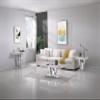 3-Piece Marble Living Room Table Set,Modern Luxury Faux Marble Coffee Table Sofa Table and End Tables Set for Living Room,White Coffee Table Set of 3 with Diamond Mirrored Stainless Steel Frame view 2