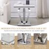 3-Piece Marble Living Room Table Set,Modern Luxury Faux Marble Coffee Table Sofa Table and End Tables Set for Living Room,White Coffee Table Set of 3 with Diamond Mirrored Stainless Steel Frame view 4