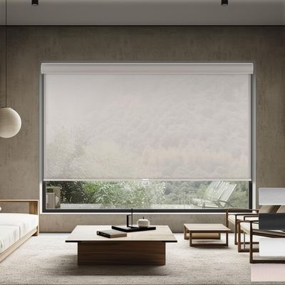 Sulugood Light Filtering Roller Shades for Windows Cordless Solar Roller Blinds 10% Openness with Cassette Valance Room Darkening & Heat Insulated Window Shades for Home Office,Beige,49" W x 72" H