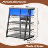 Armocity 5-Tier AV Media Stand with Power Strips, Media Console with LED Lights, Audio Tower Rack with Adjustable Shelves, Stereo Stands and Racks, 40.8'', Grey Oak view 3