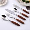 40 piece silverware set, 18/8 stainless steel flatware set,vintage wooden handle,steak knife fork spoon, household tableware set, cultery set for restaurant wedding view 1