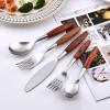40 piece silverware set, 18/8 stainless steel flatware set,vintage wooden handle,steak knife fork spoon, household tableware set, cultery set for restaurant wedding view 2