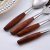 40 piece silverware set, 18/8 stainless steel flatware set,vintage wooden handle,steak knife fork spoon, household tableware set, cultery set for restaurant wedding view 4