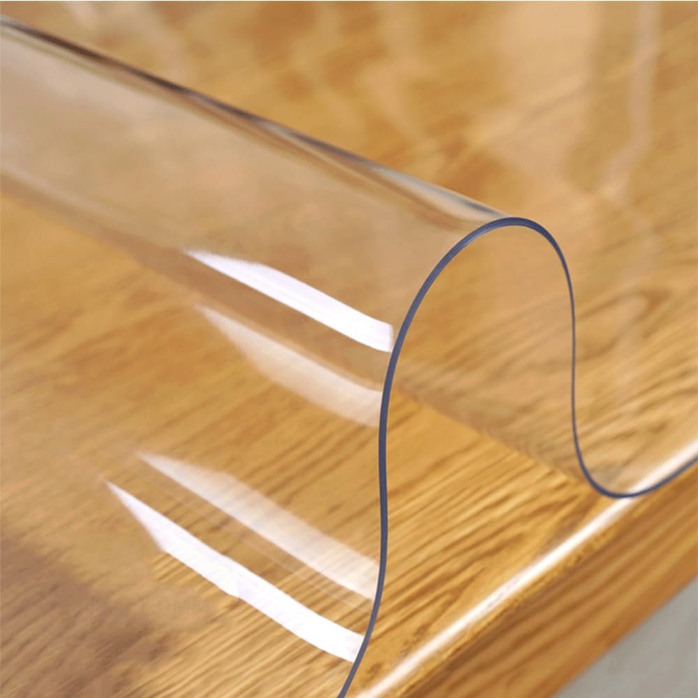 1.5Mm Thick Clear Table Cover Protector, New Plastic Tablecloth Protector, Plastic Table Cover, Table Pad for Dining Room Table, Kitchen, Wood Grain,T,80x100cm/31x39in