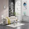 47.24" Glass Coffee Table, Luxury 2-Tier Center Coffee Table with Silver Stainless Steel Frame, Modern Rectangle Center Table Accent Cocktail Table with Low Storage Shelf for Living Room view 3