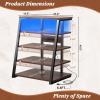 Armocity 5-Tier AV Media Stand with Power Strips, Media Console with LED Lights, Audio Tower Rack with Adjustable Shelves, Stereo Stands and Racks, 40.8'', Black Walnut view 3