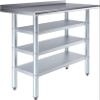 Express KitchQuip Stainless Steel Work Table with 1.5" Backsplash and 3 Shelves | Metal Kitchen Food Prep Table | NSF Certified (36" Long x 18" Deep) view 1