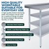 Express KitchQuip Stainless Steel Work Table with 1.5" Backsplash and 3 Shelves | Metal Kitchen Food Prep Table | NSF Certified (36" Long x 18" Deep) view 2