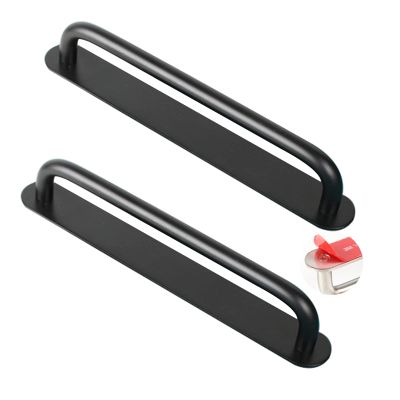 Drawer handles,sliding door handles,2pcs Gate Pulls Cabinet Knobs Stainless Steel Grab Bar Levers with Back Plate for Kitchen Furniture Cabinet Closet Door Knobs (205mm,Black)(Color:Black,Size:153mm)