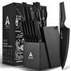 Arrtcy Knife Set with Block - Kitchen Knife Set German High-Carbon Steel - 15-Piece with Built-in Sharpener & Dishwasher Safe - Ergonomic Anti-Slip Handles,Black,Gift Box Included view 1