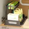Gavigain Under Sink Organizer, Black L Shape 2 Tier Slide Out Sink Shelf for Kitchen Bathroom Storage view 3