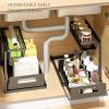 Gavigain Under Sink Organizer, Black L Shape 2 Tier Slide Out Sink Shelf for Kitchen Bathroom Storage view 4