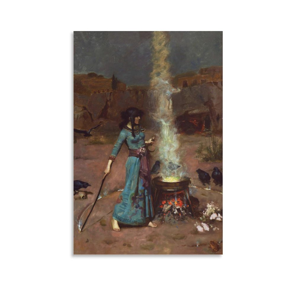 John William Waterhouse Wall Art The Magic Circle Canvas Art Poster And Wall Art Picture Print Modern Family Bedroom Decor Posters 24x36inch(60x90cm)