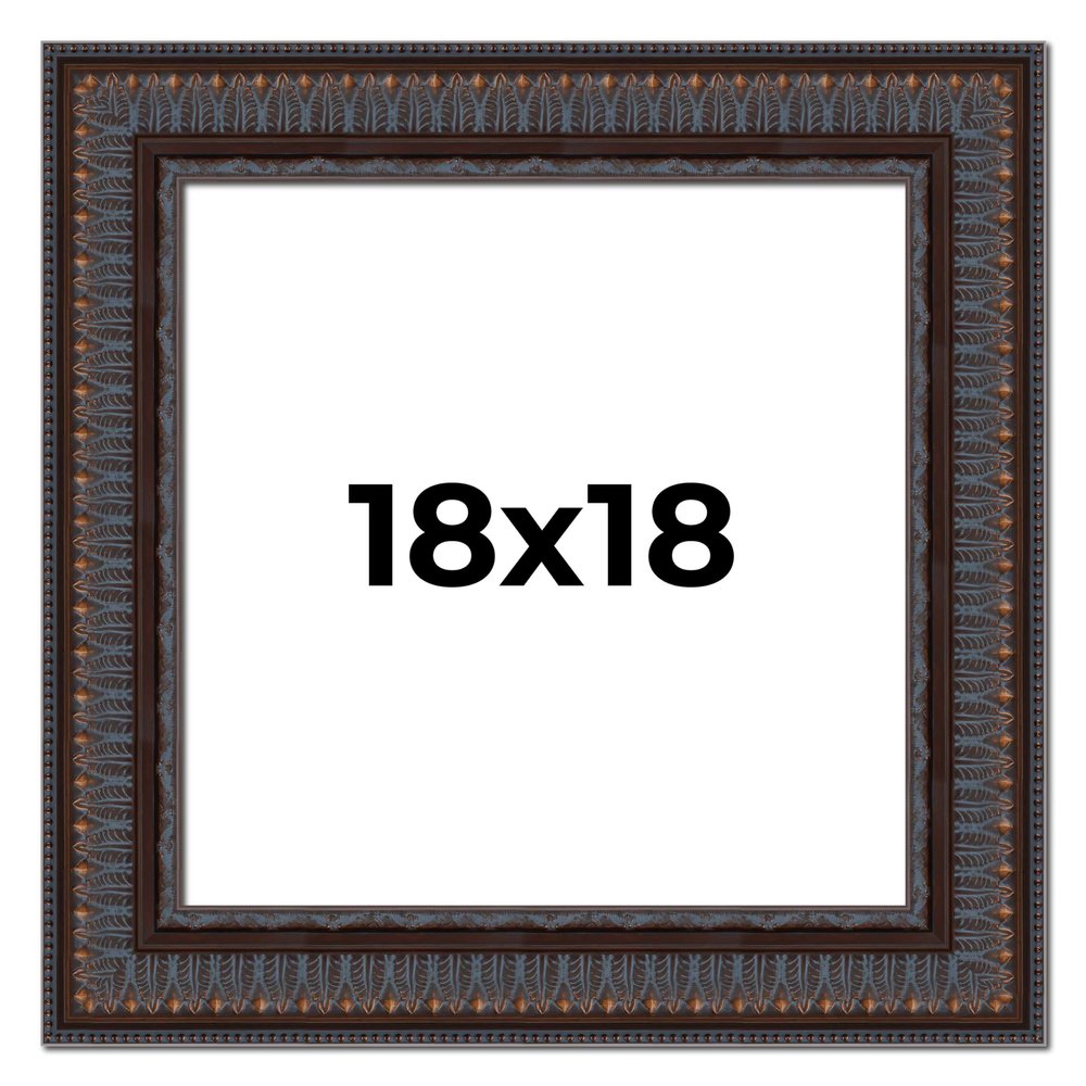 Poster Palooza 18x18 Frame Bronze Gold Ornate Harvest Picture Frame | 3 Inch Wide Moulding | Solid Wood Picture Frame with UV Acrylic Plexiglass, Foam Board Backing & Hanging Hardware Included