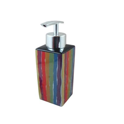 GTEFSWS Countertop Soap Dispensers Soap Dispenser Colorful Striped Soap Pump Ceramic Shower Pump Bottle Baby Lotion Dispenser for Bathroom Kitchen Bottles