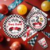 Suhelkit Race Car 2nd Birthday Party Decorations Tableware Kids, Red Two Curious Two Fast Birthday Decorations Party Supplies, Paper Plate, Cup, Napkin, Fork, Serves 24 view 4